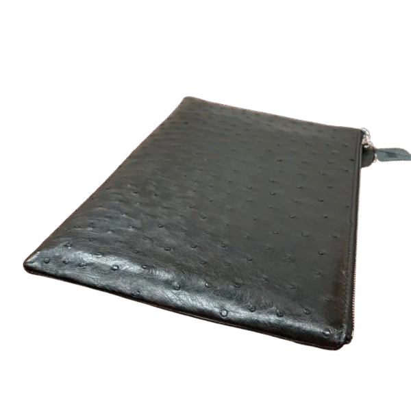 Genuine Ostrich Leather Zipper Pouch