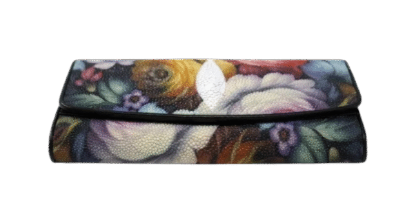 Floral Stingray Leather Wallet