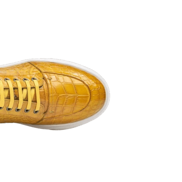 Gold Crocodile Leather Sneakers