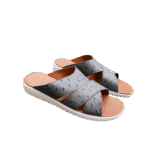 Ostrich Leather Slide Sandals