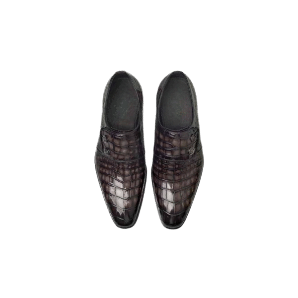 Crocodile Double Button Oxford Shoes