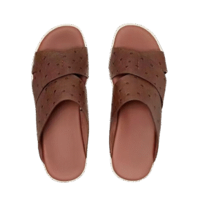 Ostrich Leather Slide Sandals