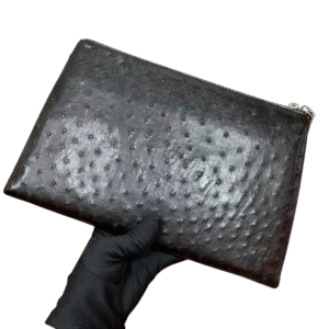 Genuine Ostrich Leather Zipper Pouch