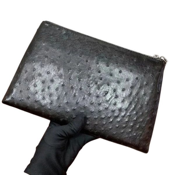 Genuine Ostrich Leather Zipper Pouch