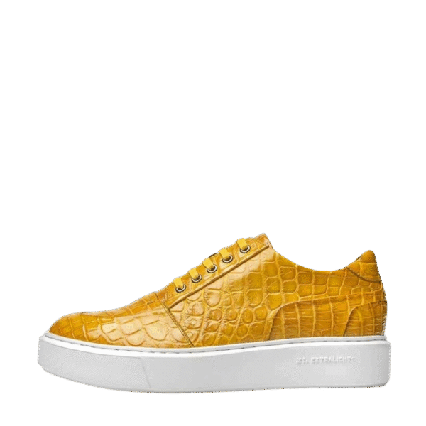 Gold Crocodile Leather Sneakers