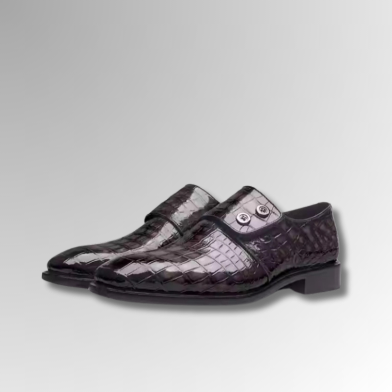 Crocodile Double Button Oxford Shoes