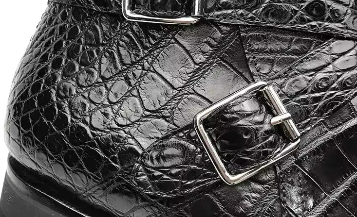 Crocodile Leather Double Monk Boots
