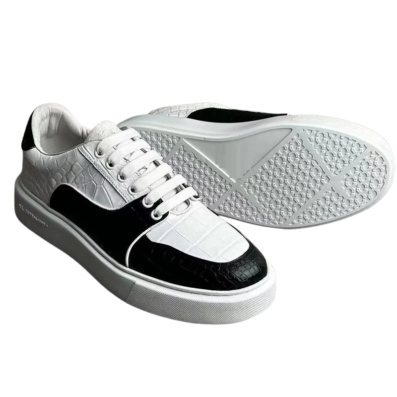 Crocodile Leather Bicolor Sneakers