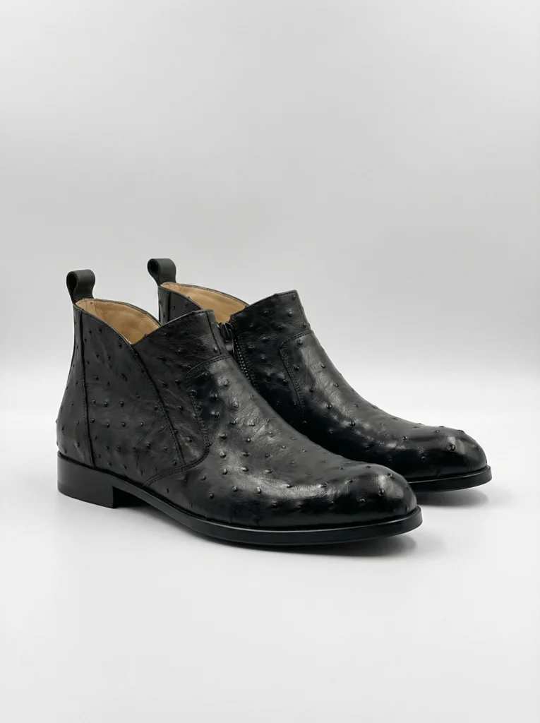 Ostrich Leather Chelsea Boots
