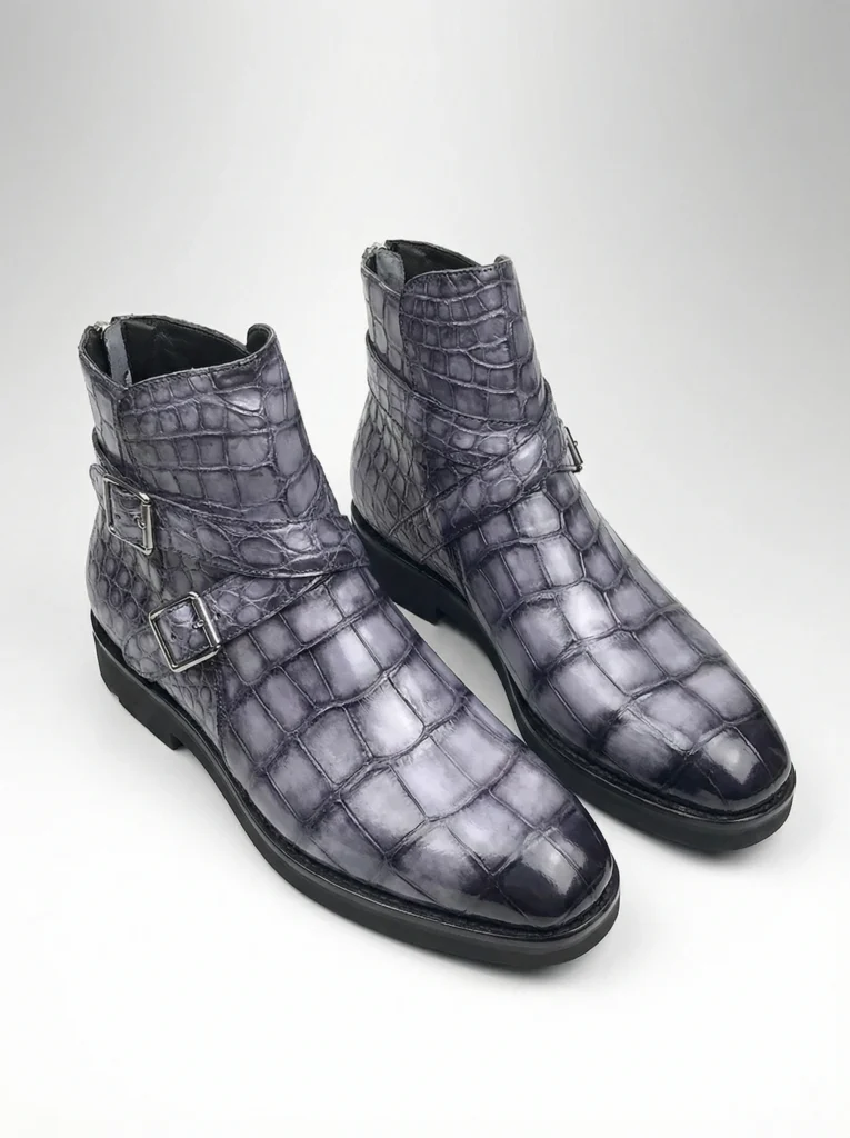Alligator Leather Double Monk Boots