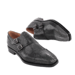 Stingray Leather Double Monk Strap Shoes-alt8