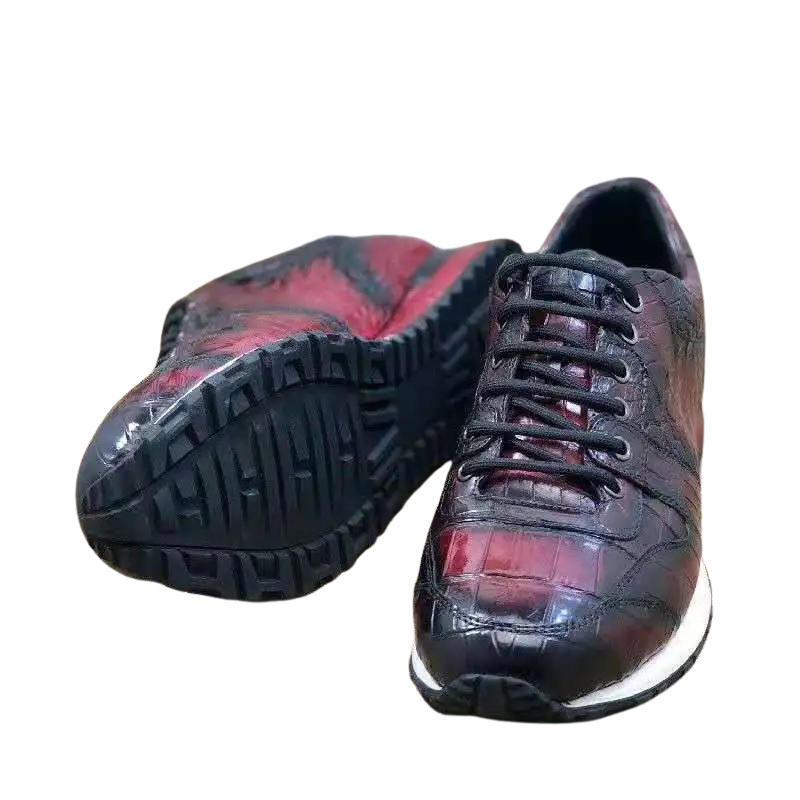 Crocodile Skin Red Handpainted Sneakers