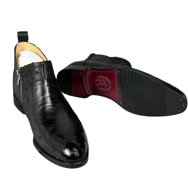 Ostrich Leather Chelsea Boots