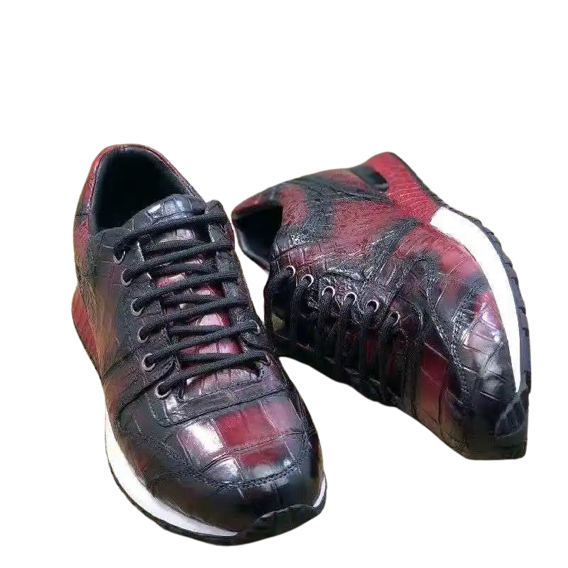 Crocodile Skin Red Handpainted Sneakers