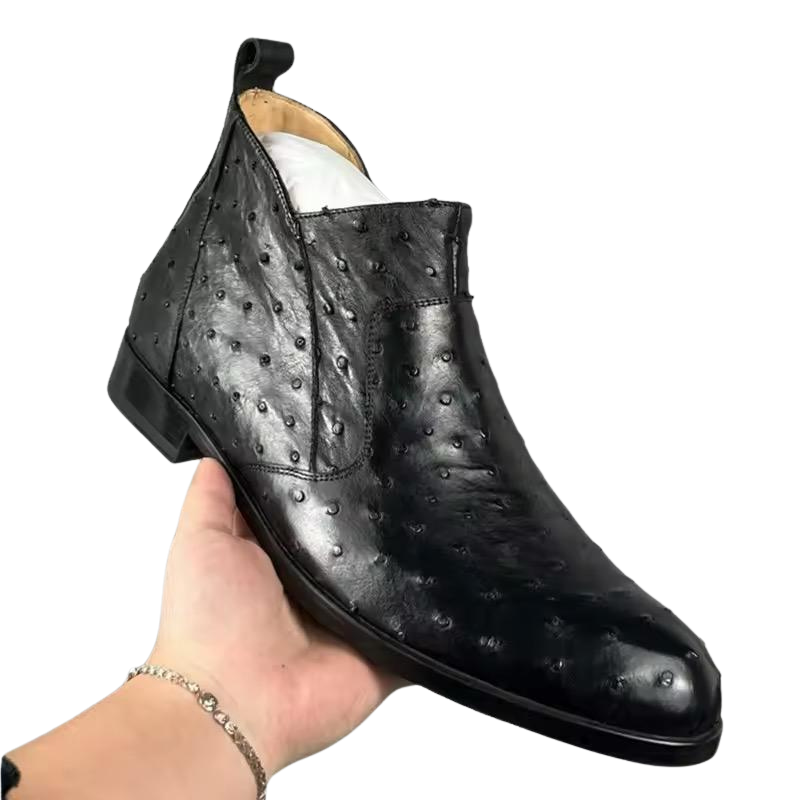 Ostrich Leather Chelsea Boots