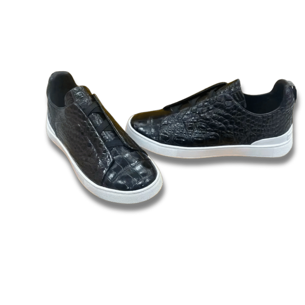 Crocodile Leather Elastic Band Sneakers-alt5
