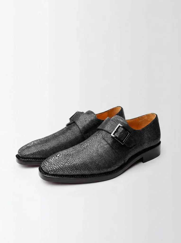 Stingray Leather Monk Strap Dress Shoes