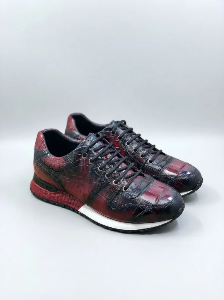 Crocodile Skin Red Handpainted Sneakers