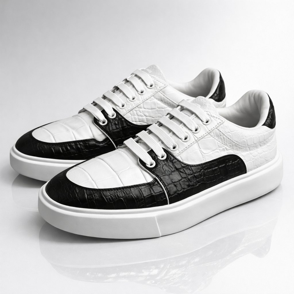 Crocodile Leather Bicolor Sneakers