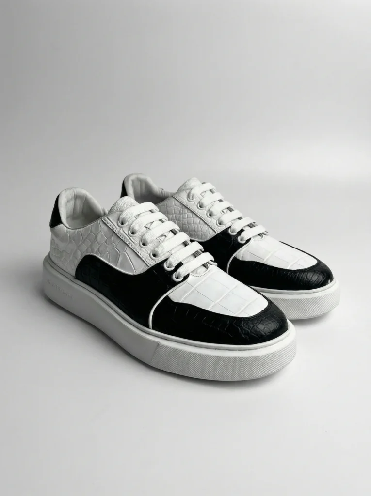 Crocodile Leather Bicolor Sneakers