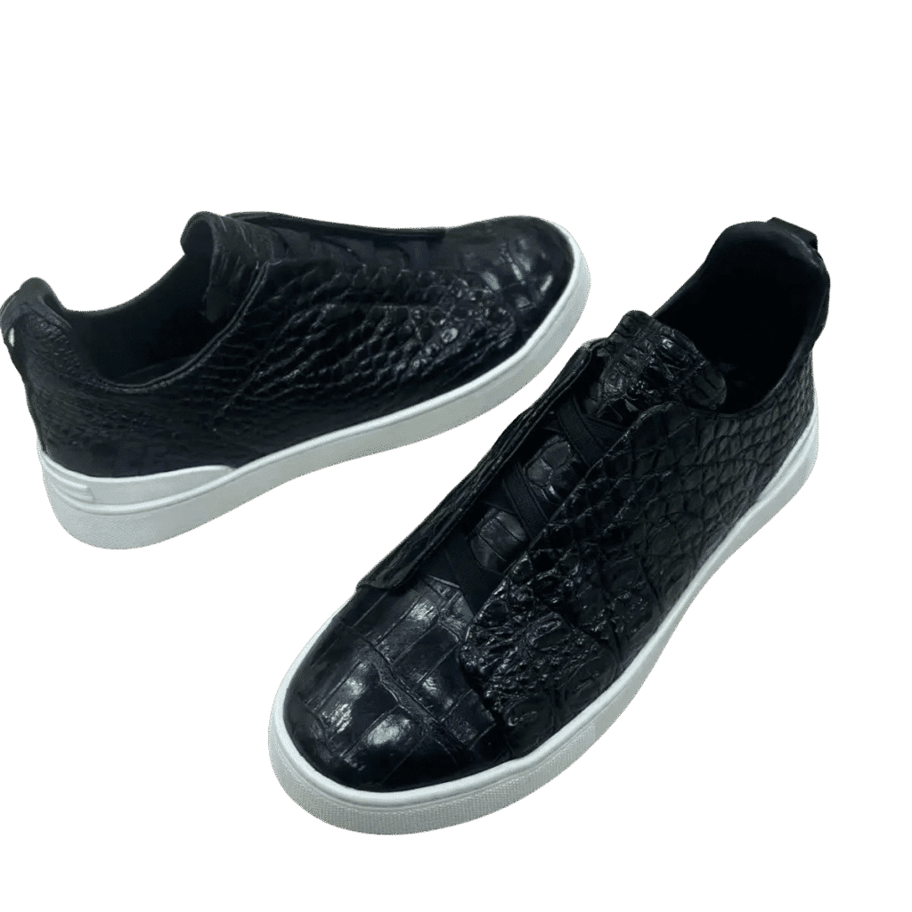 Crocodile Leather Elastic Band Sneakers-alt2