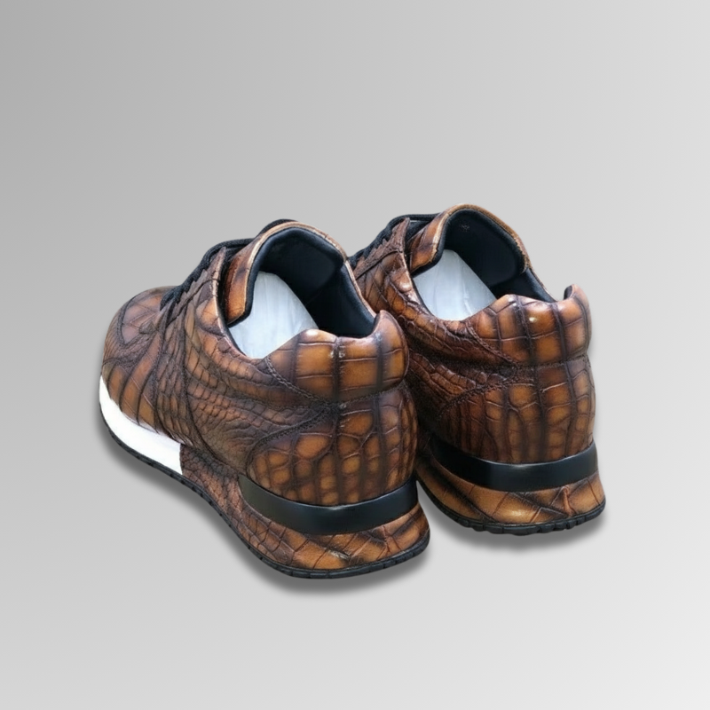 Crocodile Leather Handpainted Sneakers-alt4