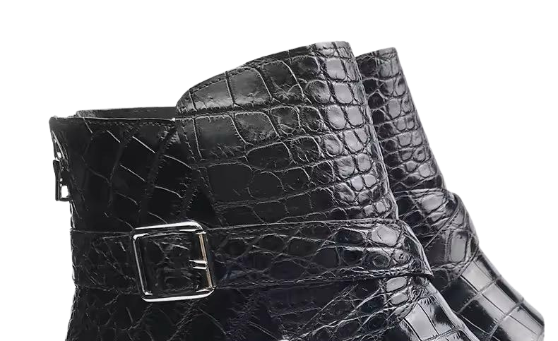 Crocodile Leather Double Monk Boots