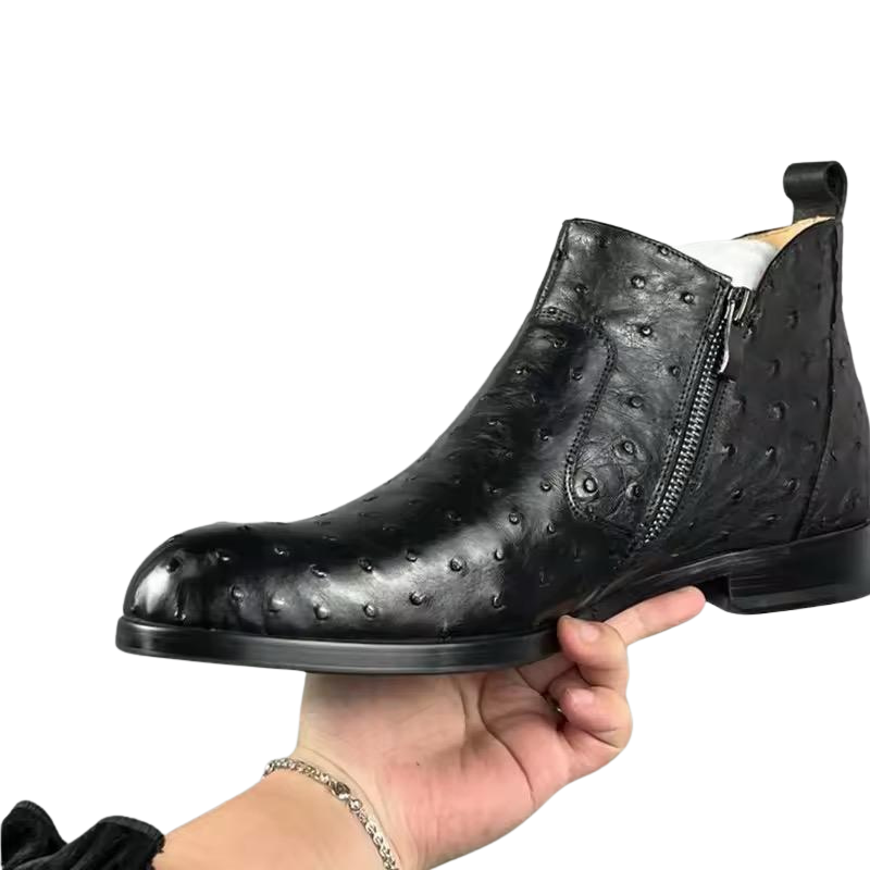 Ostrich Leather Chelsea Boots