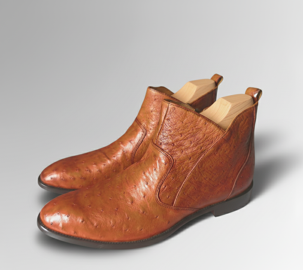 Ostrich Leather Chelsea Boots-alt9