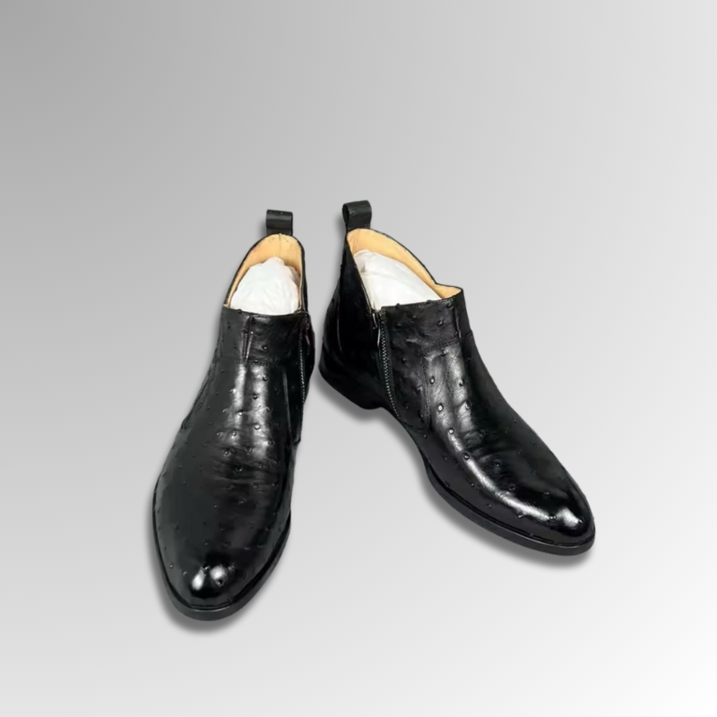 Ostrich Leather Chelsea Boots