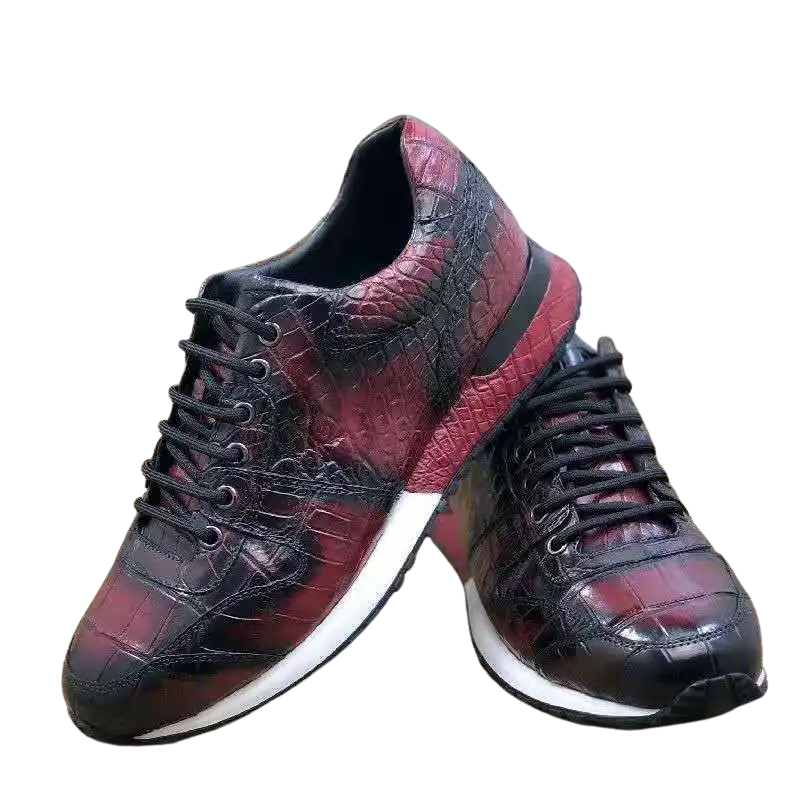 Crocodile Skin Red Handpainted Sneakers