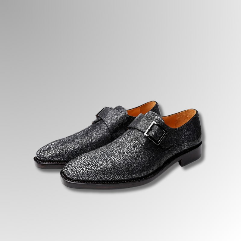 Stingray Leather Monk Strap Dress Shoes
