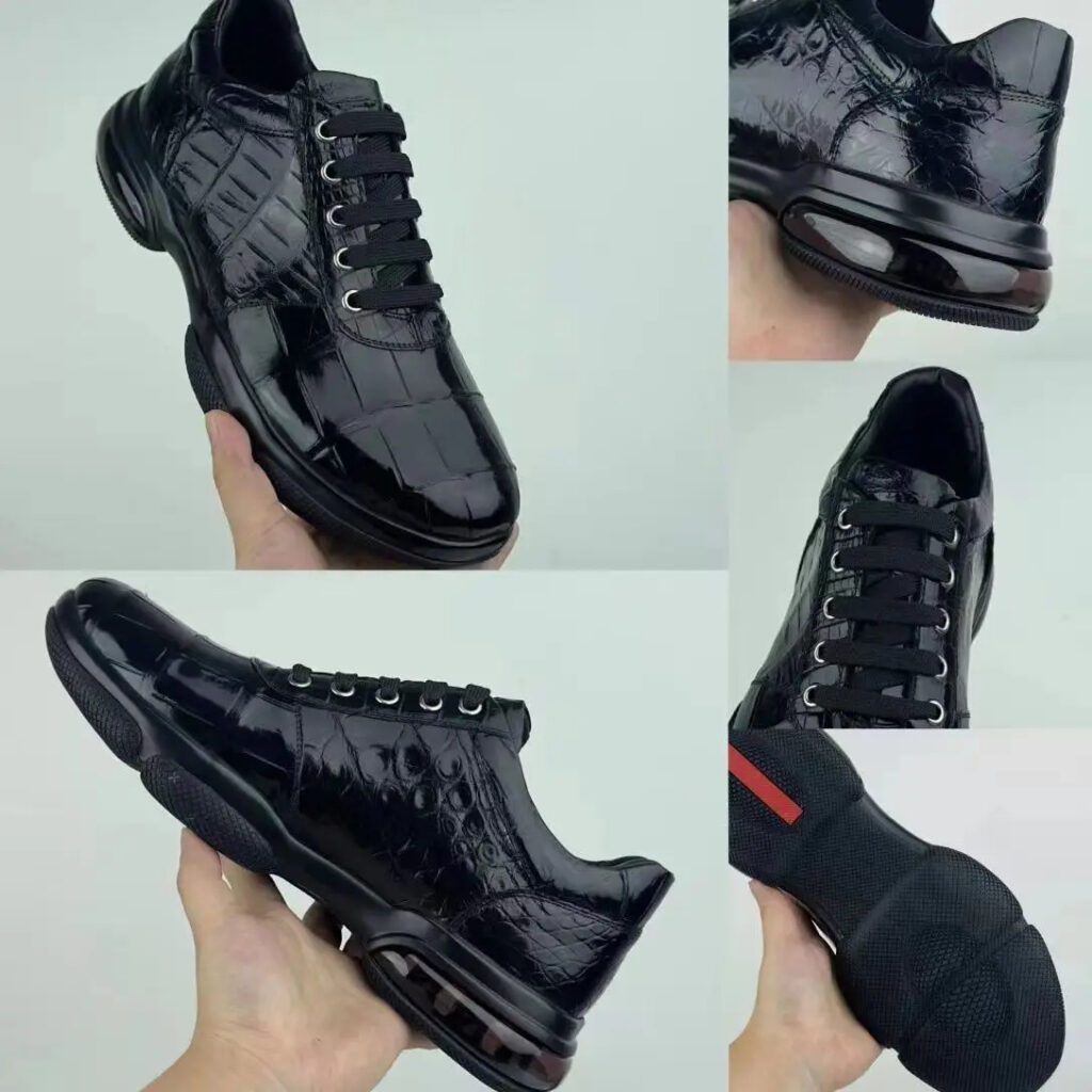 Black Crocodile Belly Skin Sneakers-alt6