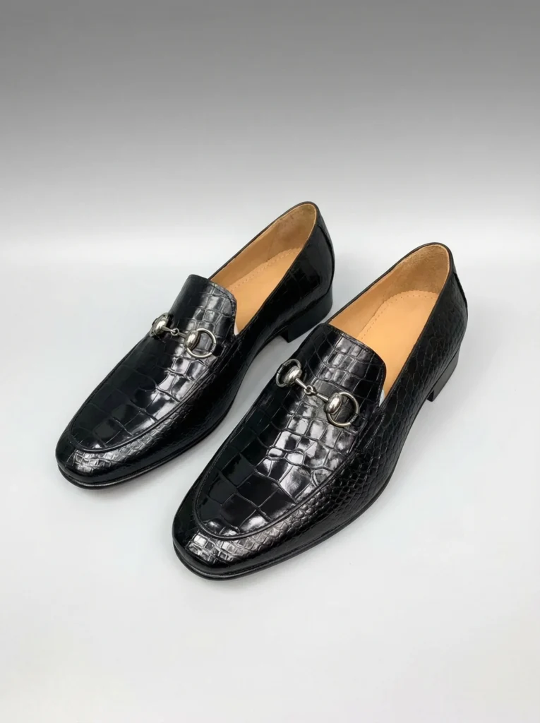 Crocodile Leather Horsebit Loafers