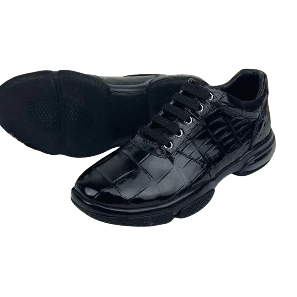 Black Crocodile Belly Skin Sneakers-alt4