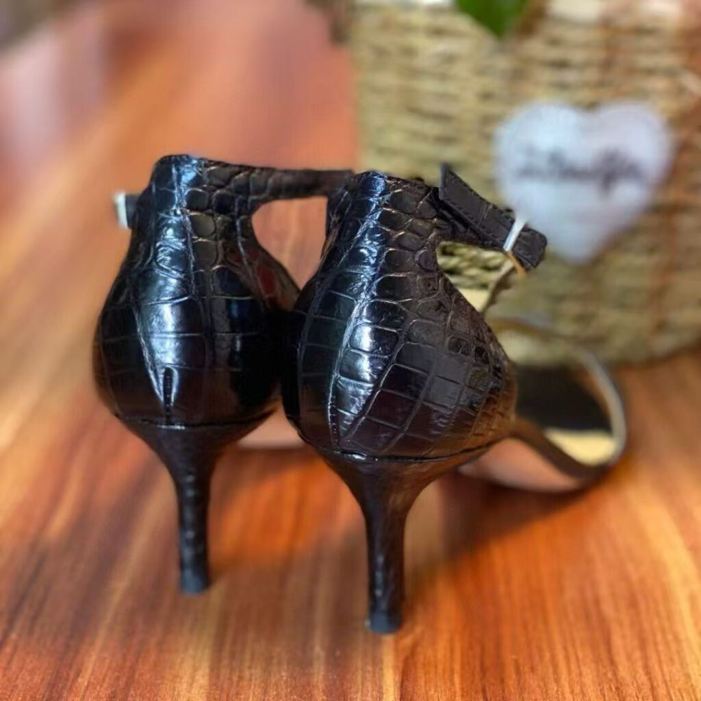 Crocodile Leather Ankle Strap Sandals-alt6