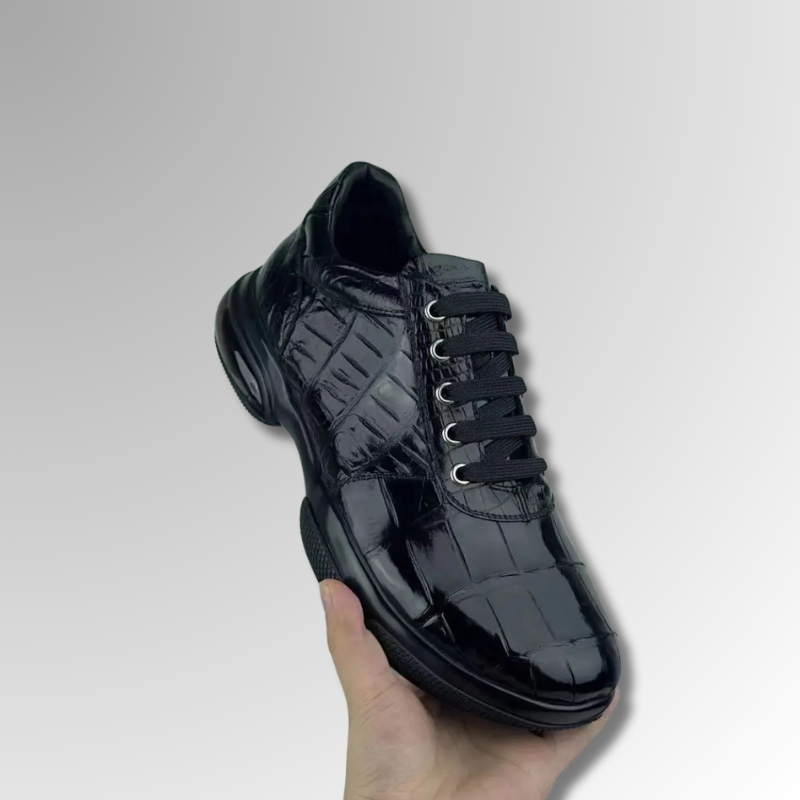 Black Crocodile Belly Skin Sneakers-alt7