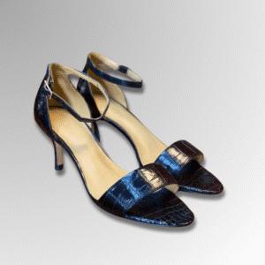 Crocodile Leather Ankle Strap Sandals