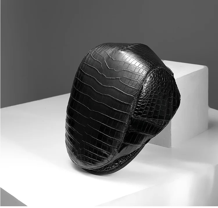 Crocodile Belly Skin Beret Hat-alt3