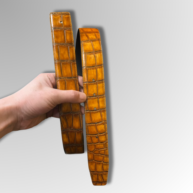 Handpainted Crocodile Leather Belt-alt4