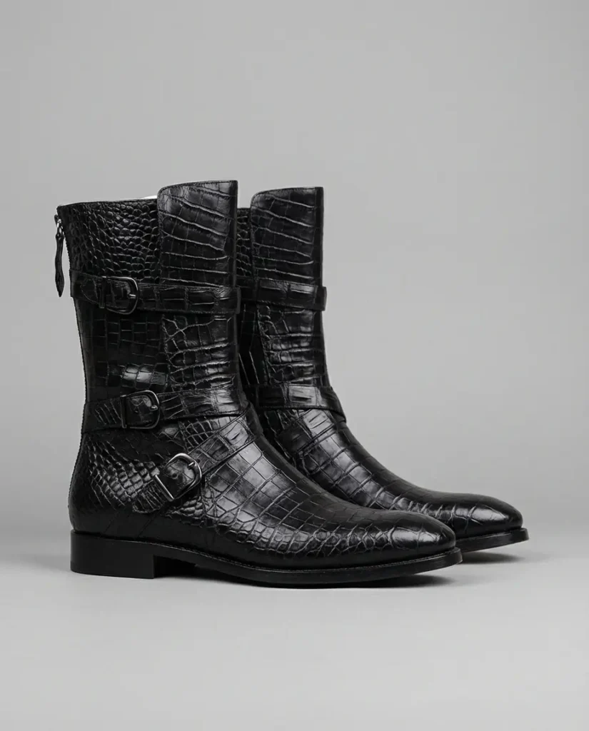 Crocodile Triple Buckle Boots