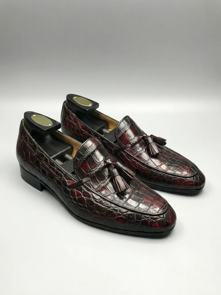 Patina Crocodile Tassel Loafers