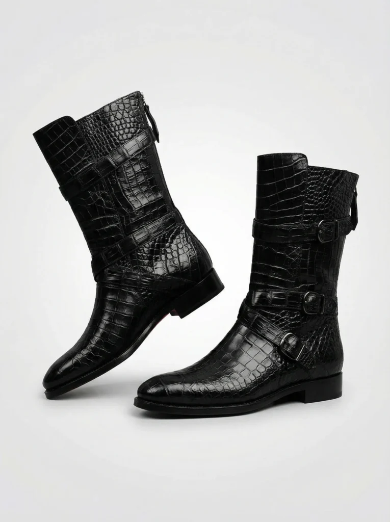 Crocodile Triple Buckle Boots