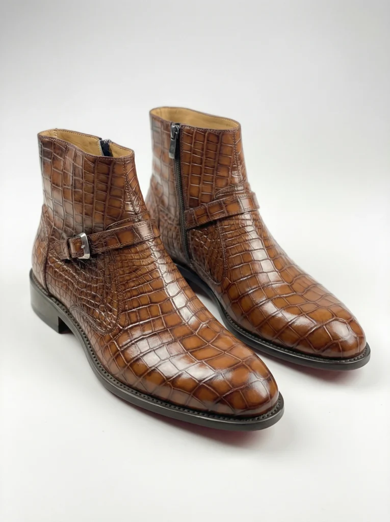 Crocodile Side Buckle Boots