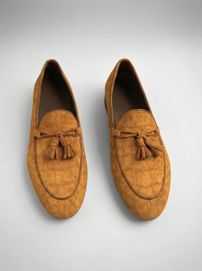 Crocodile Suede Tassel Loafers