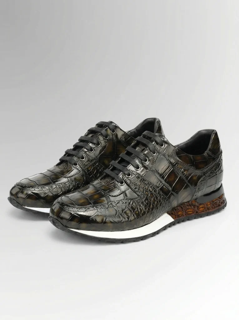 Hand-Painted Crocodile Brogue Sneakers