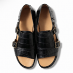 Alligator Leather Double Monk Sandals