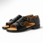 Alligator Leather Double Monk Sandals
