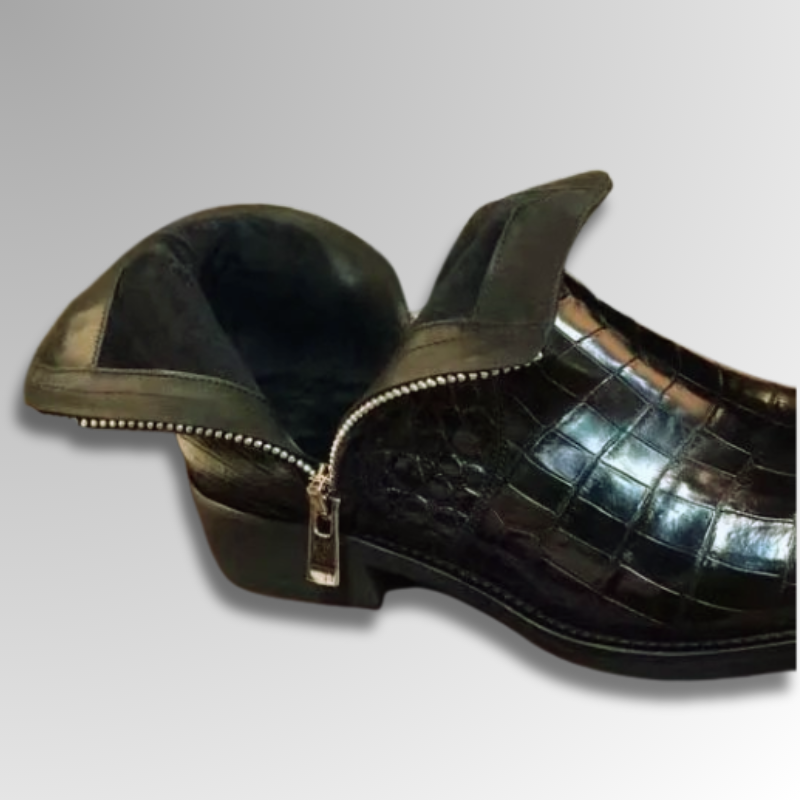 Crocodile Double Zipper Ankle Boots-alt6