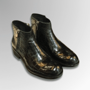 Crocodile Double Zipper Ankle Boots